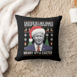 Frohe 4. Osterfest Biden Ugly Weihnachten Kissen