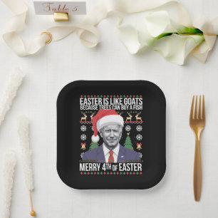Frohe 4. Osterfest Biden Ugly Weihnachten Pappteller