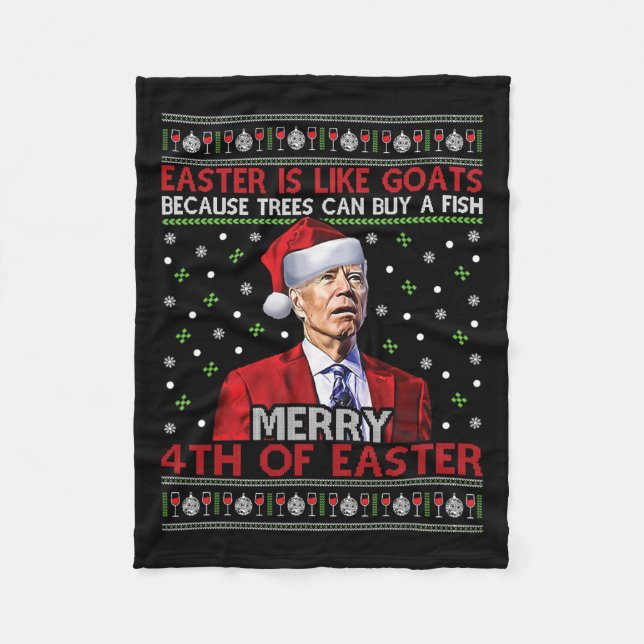 Frohe 4. Osterfest Joe Biden Ugly Xmas Geschenk Fleecedecke (Vorderseite)