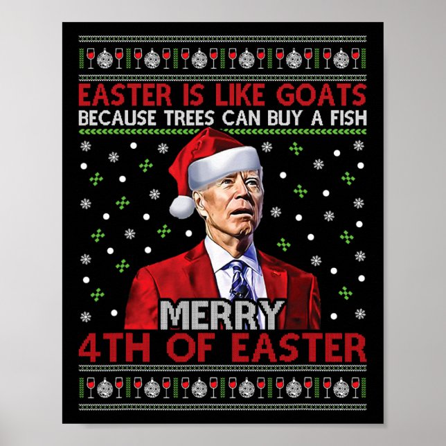 Frohe 4. Osterfest Joe Biden Ugly Xmas Geschenk Poster (Vorne)