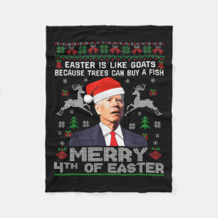 Frohe 4. Ostern Lustiger Biden Hässlicher Weihnach Fleecedecke