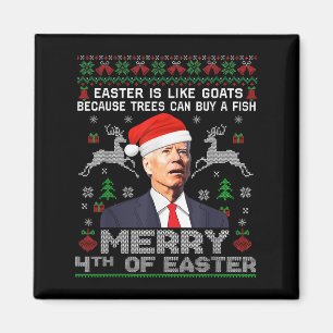 Frohe 4. Ostern Lustiger Biden hässlicher Weihnach Magnet