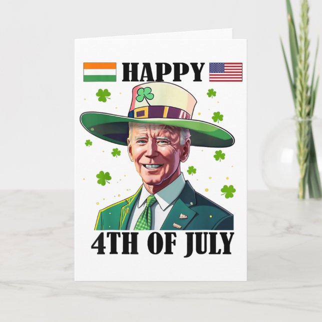 Frohe 4. Ostern Lustiger Joe Biden St Patricks Da Karte (Vorderseite)