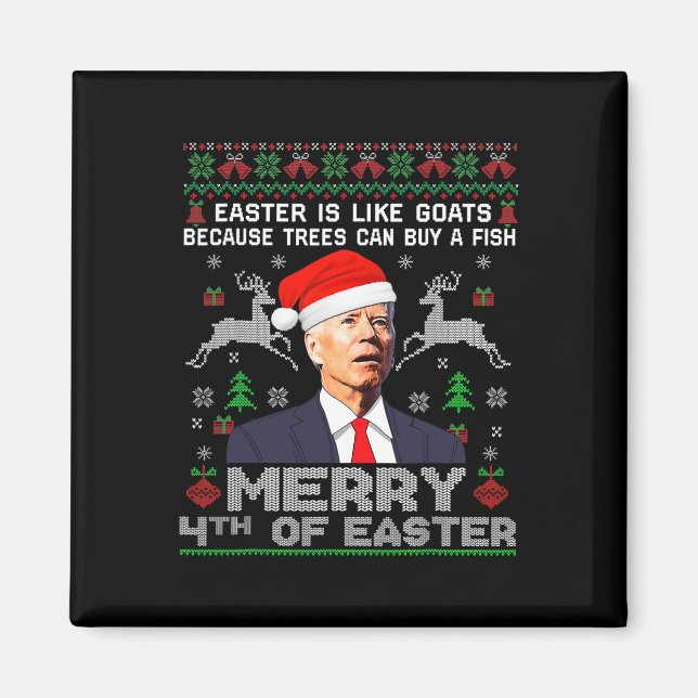 Frohe 4. Osterspass Biden Ugly Christmas Men Magnet (Vorne)