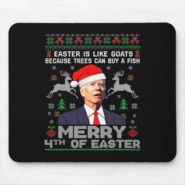 Frohe 4. Osterspass Biden Ugly Christmas Men Mousepad (Vorne)