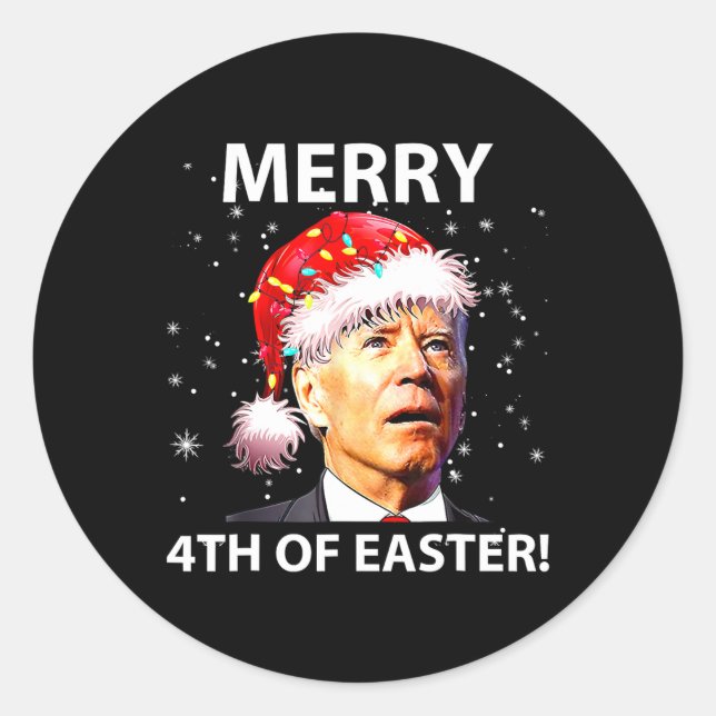 Frohe 4. Osterspass Joe Biden Weihnachten hässlich Runder Aufkleber (Vorderseite)