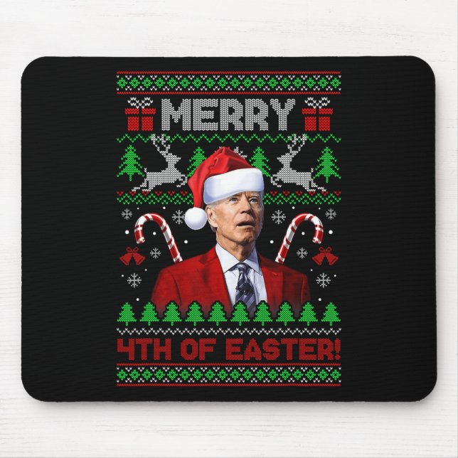 Frohe 4. Osterspass Joe Biden Weihnachten Ugly 2 Mousepad (Vorne)