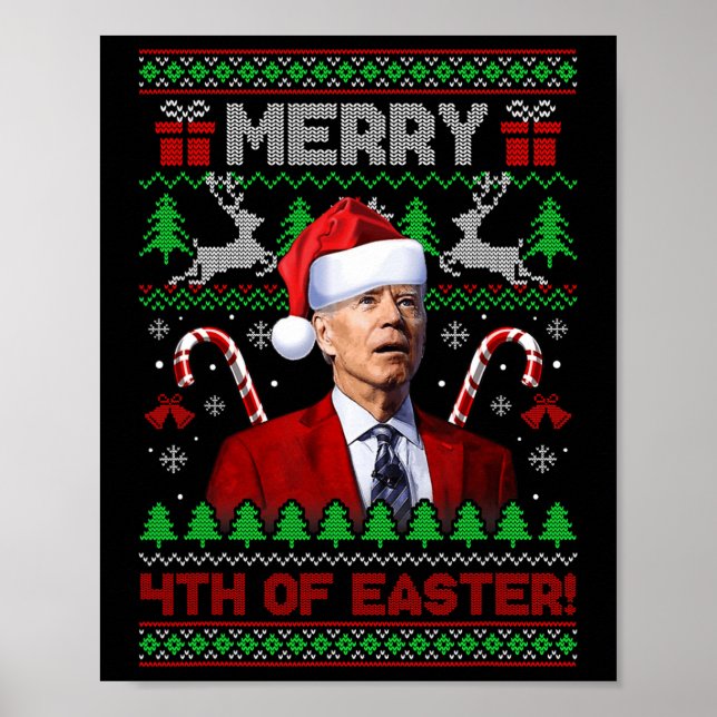 Frohe 4. Osterspass Joe Biden Weihnachten Ugly 2 Poster (Vorne)