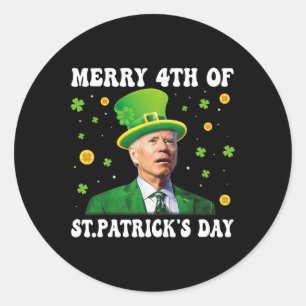 Frohe 4. St. Patricks Day Groovy Joe Biden Konf Runder Aufkleber