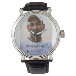 Frohe 50. Geburtstags name foto jahr mann einfach Armbanduhr