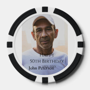 Frohe 50. Geburtstagsfeier Name Foto Jahr Mann ein Pokerchips