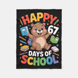 Frohe 67 Tage Schule Groundhog Day Lehrer Kind Fleecedecke