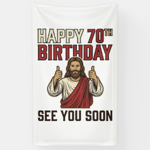 Frohe 70. Geburtstag sehen Sie Bald Vintage-Shirt Banner
