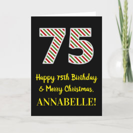 Frohe 75. Geburtstag & Frohe Weihnachten, Individu Karte