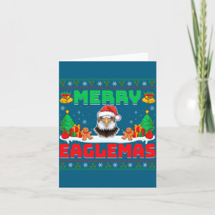 Frohe Adlereihen - Adler mit Weihnachtsmannmütze h Karte