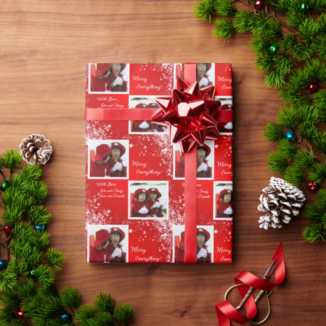 Frohe alles! - 2 FOTOS PERSONALISIERT Geschenkpapier (Feiertagsgeschenk)