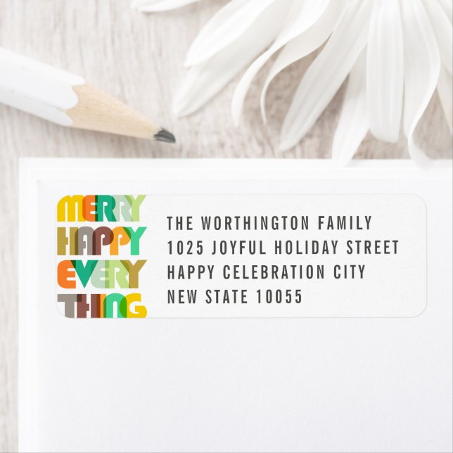 Frohe Alles farbige Typografie-Adresse (Insitu)