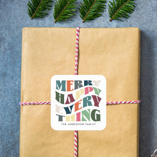 Frohe Alles Groovy Weihnachten Quadratischer Aufkleber