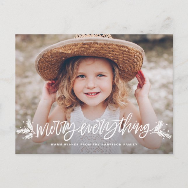 Frohe alles Hand Briefe Weihnachts-Foto Einladungspostkarte (Vorderseite)