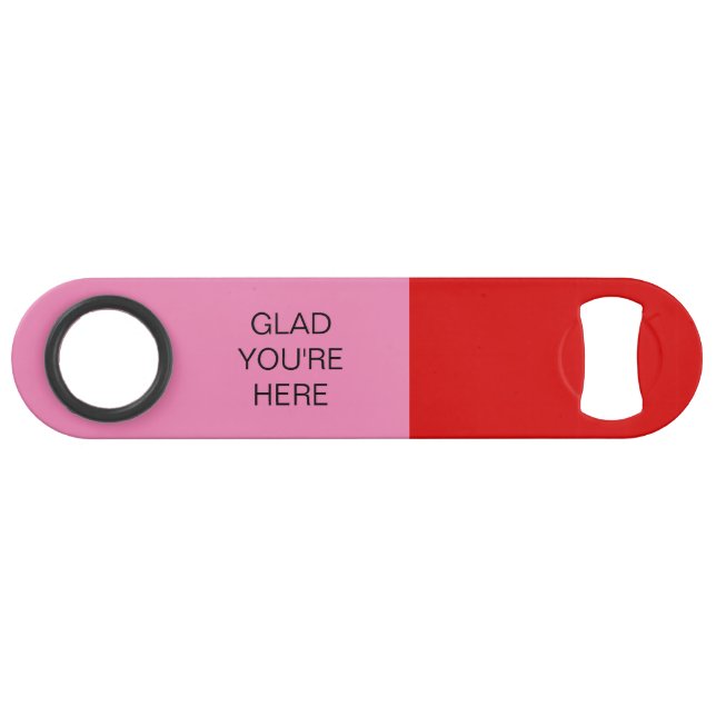 Frohe Ankunft in Rot und Pink Speed Flaschenöffner (Vorderseite (Horizontal))