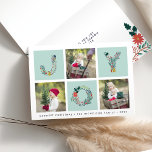 Frohe Art | gefaltete Feiertags-Foto-Karte Feiertagskarte<br><div class="desc">Teilen Sie Feiertagsgrüße mit diesen gefalteten Weihnachtsgrußkarten, die drei Ihrer quadratischen LieblingsFotos in einem horizontalen gridded Plan kennzeichnen und mit "FREUDE" in der festlichen Typografie abwechseln, die mit Weihnachtenbotanicals und Feiertags-Blumen, gegen einen hellen Hintergrund des weisen Grüns gebildet wird. Fügen Sie Ihren kundenspezifischen Gruß entlang der Unterseite, hinzu und personifizieren...</div>