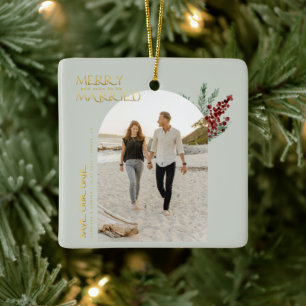 Frohe bald Verheiratet Weihnachten Save the Date Keramikornament