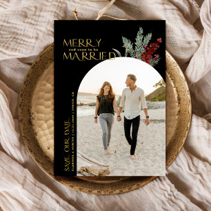 Frohe bald Verlobte Weihnachtsfoto Save The Date