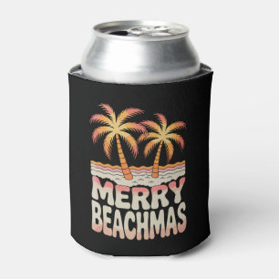 Frohe Beachmas Palme Tropischer Sonnenuntergang We Dosenkühler