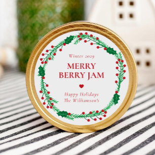 Frohe Beeren-Weihnachts-Konfitüre-Etikett Runder Aufkleber