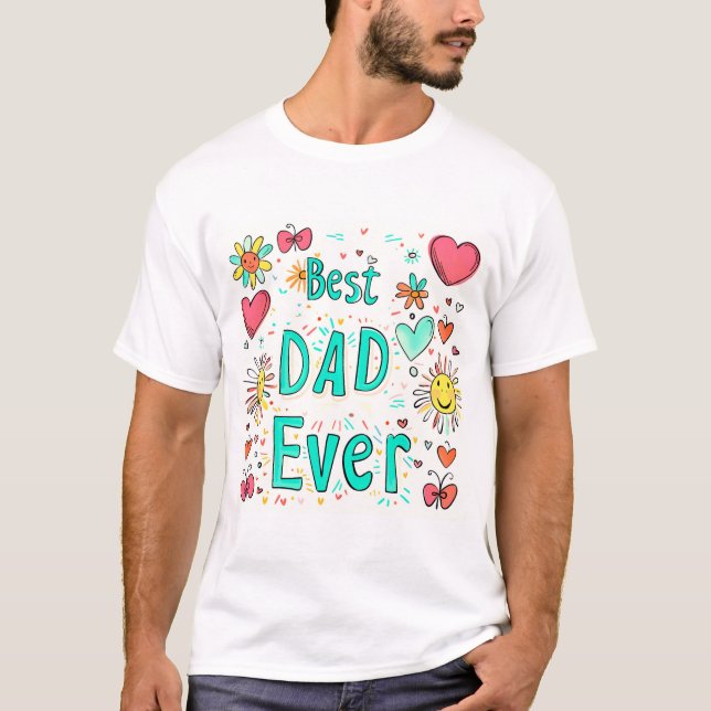 Frohe Beste Vater je Doodle T-Shirt (Vorderseite)