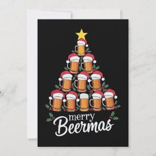 Frohe Biermas Bierkrug Weihnachtsbaum Santa Hut Einladung