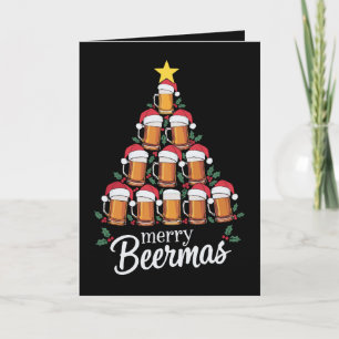 Frohe Biermas Bierkrug Weihnachtsbaum Santa Hut Karte
