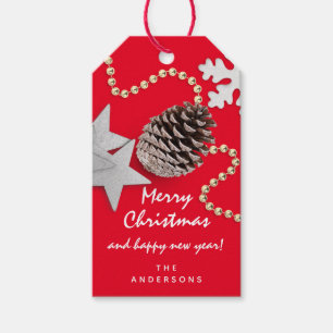Frohe bis Feiertag Geschenk Happy New Gold Gray Re Geschenkanhänger