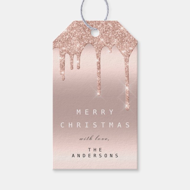 Frohe bis Feiertage Geschenk Tag Glitzer Tropfen P Geschenkanhänger (Vorderseite)