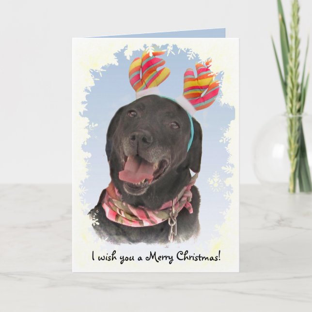 Frohe Black Labrador Retriever Dog Weihnachten (Vorderseite)