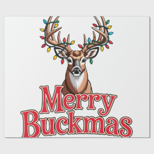 Frohe Buckmas Hirschkopf Jagd Urlaub Weihnachten Geschenkpapier