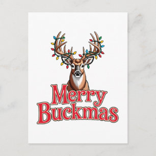 Frohe Buckmas Hirschkopf Jagd Urlaub Weihnachten Postkarte