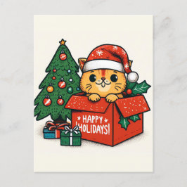 Frohe Catmas Überraschung: Weihnachts-Katze in ein Postkarte