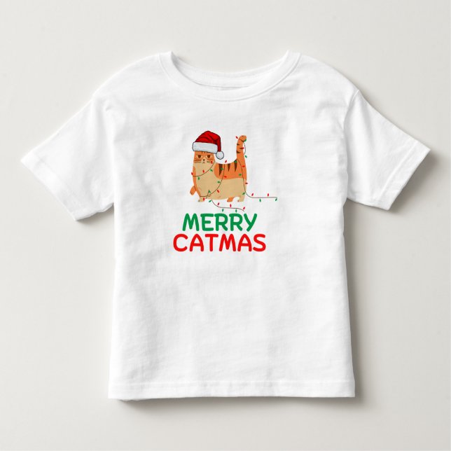 Frohe Catmas Weihnachten Funny Baby Bodysuit Kleinkind T-shirt (Vorderseite)
