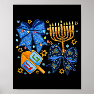 Frohe Chanukka-Bogen Menora Dreidel Jüdische Fraue Poster