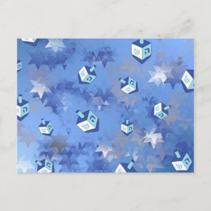 Frohe Chanukka Falling Stars und Dreidels Feiertagspostkarte