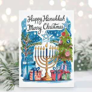 Frohe Chanukka, fröhliche Weihnachtskarte Feiertagskarte