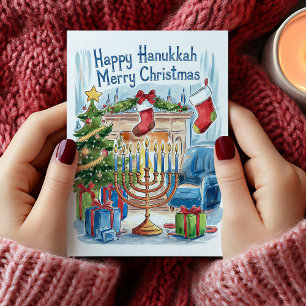 Frohe Chanukka Fröhliche Weihnachtskarte Feiertagskarte