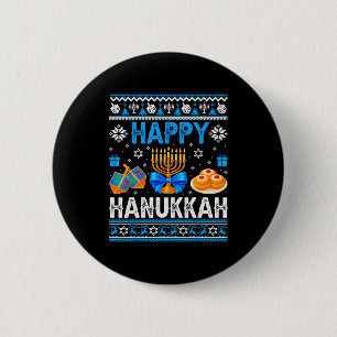 Frohe Chanukka Menora Dreidel Hässliches Chanukka Button