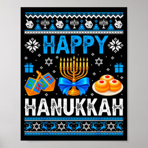 Frohe Chanukka Menora Dreidel Hässliches Chanukka Poster