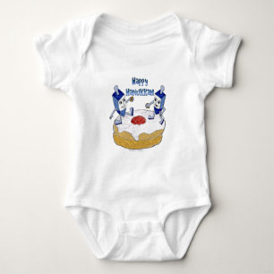 Frohe Chanukka tanzende Dreidels Berliner Baby Strampler