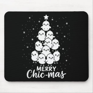 Frohe Chic-mas Süße Küken Weihnachtsbaum Lustiger Mousepad