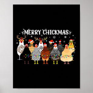 Frohe Chickmas Hühnchen Bauer Weihnachtsmannmütze Poster