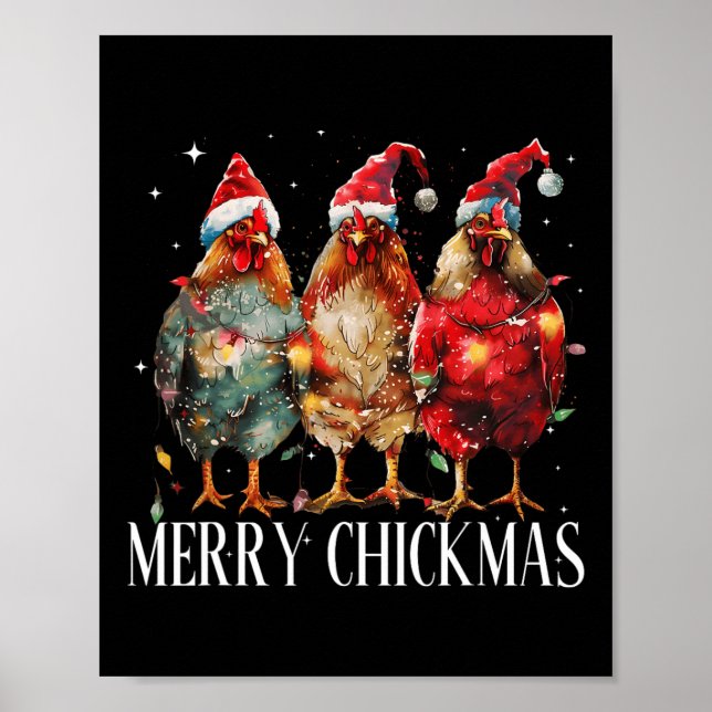 Frohe Chickmas WeihnachtsLICHT Weihnachtsmannmütze Poster (Vorne)