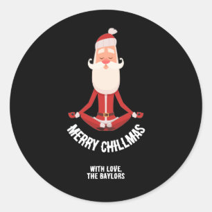 Frohe Chillmas meditierender Zen-Weihnachtsmann Fe Runder Aufkleber